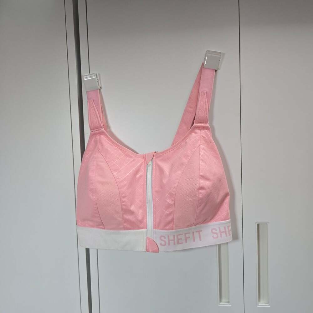 Shefit 5 Luxe Sports Bra Pink High Impact Zip Front